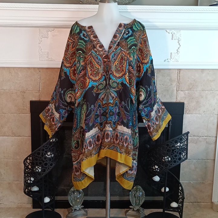 Nwt Ulla Popken Flowy Kaftan In Beautiful Fall Colors